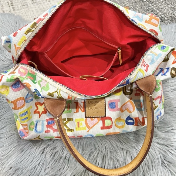 Authentic Dooney & Bourne Signature Logo Multicolor Canvas Duffle Style Bag - Picture 11 of 16